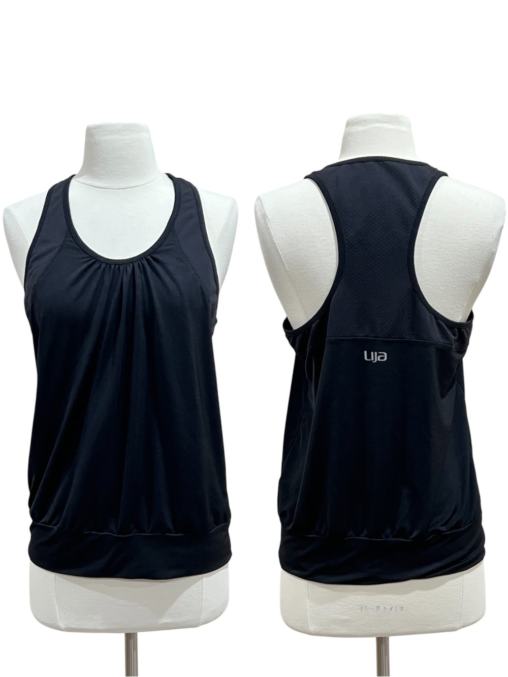 LIJA Black Racerback Blouson Active Tank Top Banded Bottom Athletic Size Medium